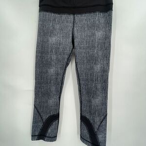 Lululemon Black Dune Burlap Texture Run Inspire Crop II Leggings Size 6
